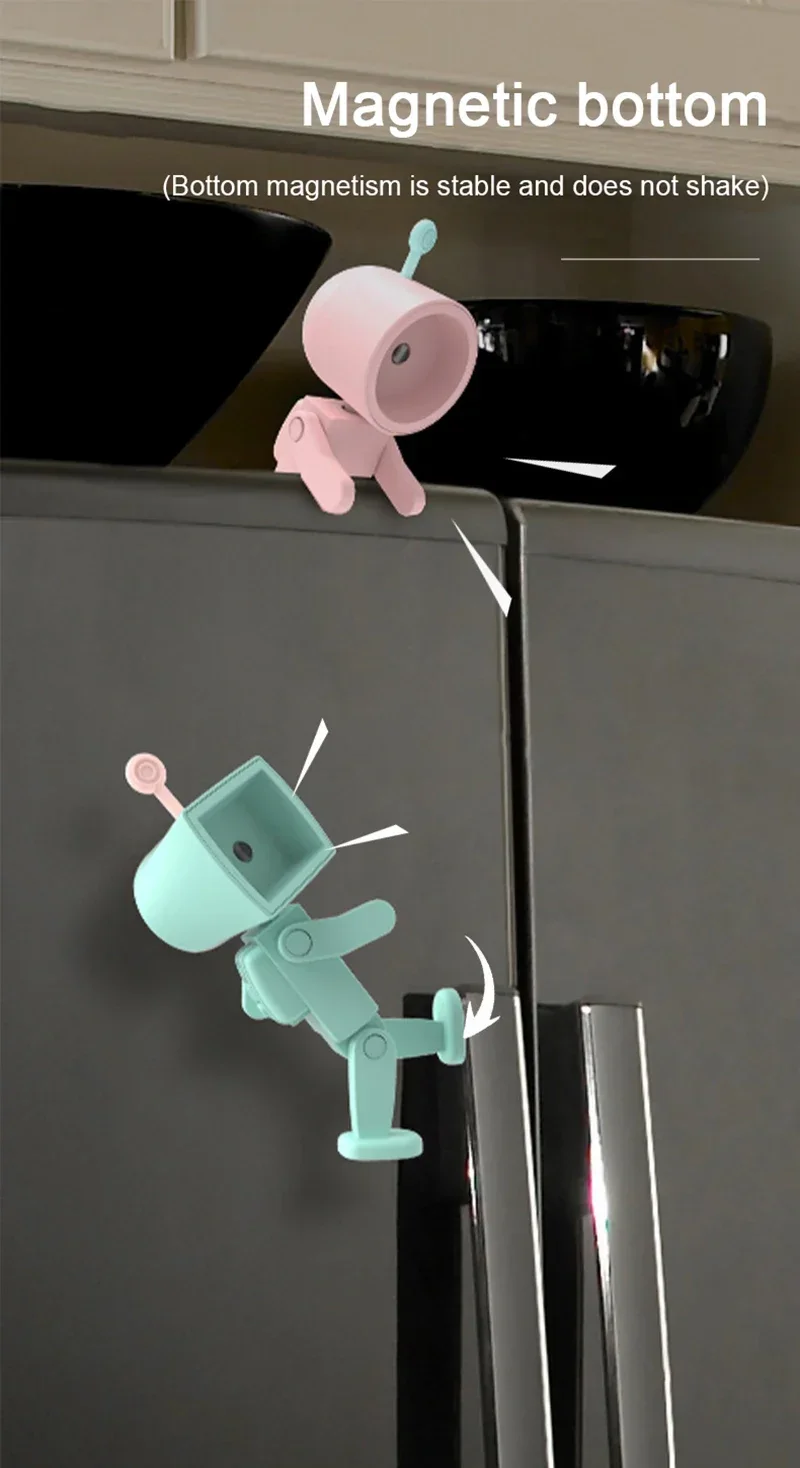 Creative Astronaut Magnetic Night Light LED Mini Square Robot With Battery Book Lamp Desktop Bedside Wooden Decor Ambient Light