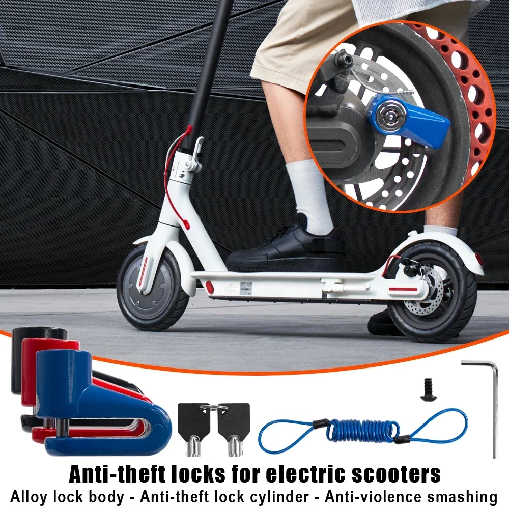 Red/Blue/Black Durable Anti-theft Brake Disc Disk Rotor Safety Lock for Iconic Brand M365 Pro 1S Electric Scooter with Storage Line