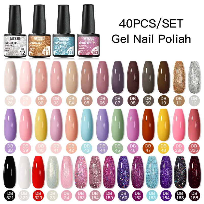 40/24/20Pcs Gel Nail Polish Set Colorful Glitter Nail Gel Kit Vernis Semi Permanent Varnishes Manicure Set Soak Off UV LED Gel 3