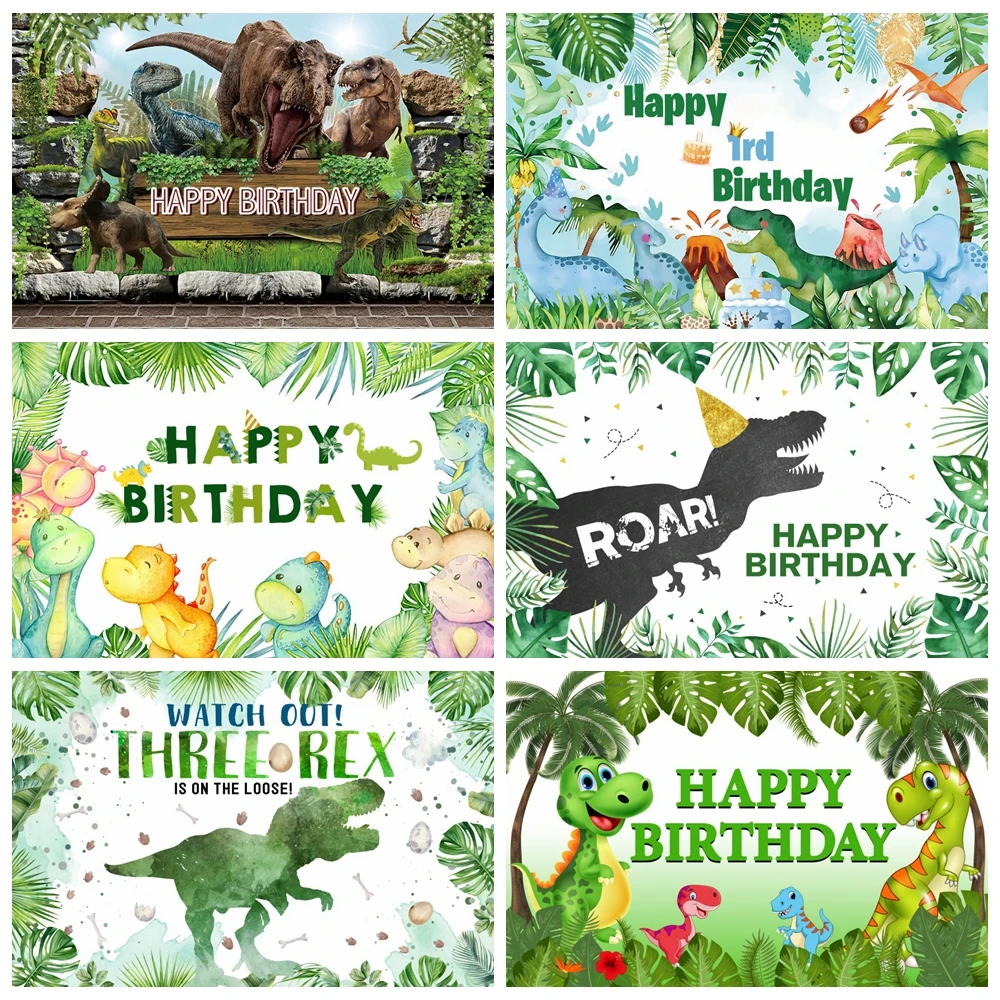 Dinosaur Theme Baby Birthday Photography Backdrops Jungle Safari