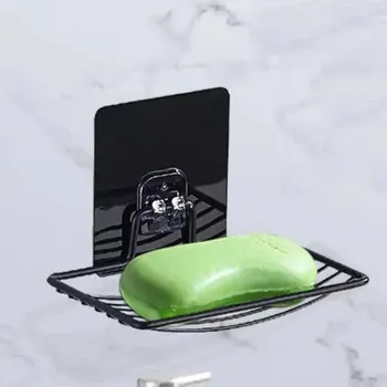 Porte-savon en acier inoxydable, boîte à savon légère, étagère de luxe, sans poinçon, sans clous, salle de bains, vidange monocouche, tenture murale, 1 pièce 1