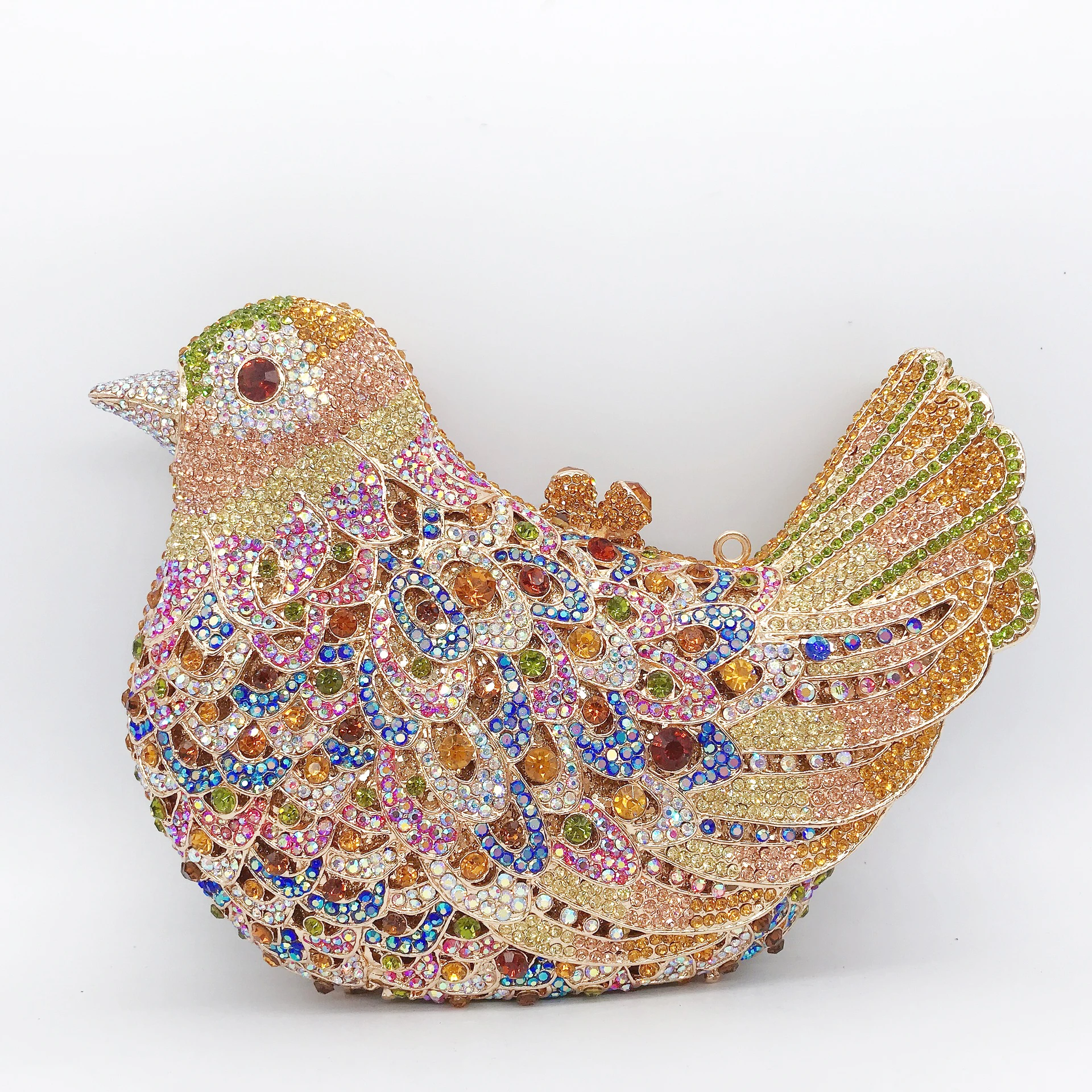 

WHTUOHENG красные/зеленые многоцветные вечерние клатчи с кристаллами, сумочки на цепочке в форме птицы, Роскошный дизайнерский женский кошелек со стразами