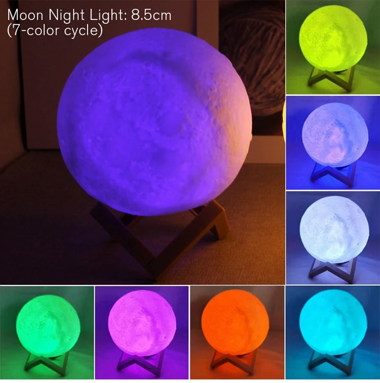 

10cm Night Light Moon Lamp 3D Print Lunar Led Luminarias Bar Bedroom Romantic Atmosphere Desk Decor Exquisite Gifts