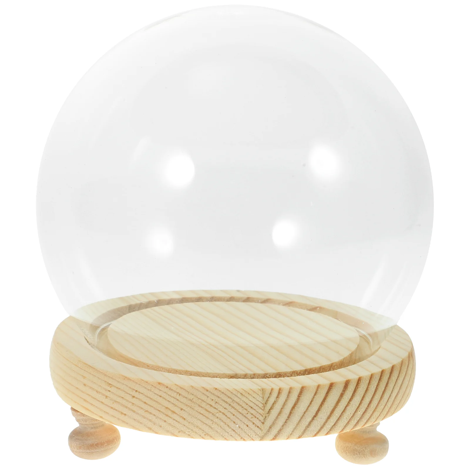 

Empty Glass Dome Wooden Base Miniature Glass Display Dome Round Plant Dome Glass Display Case with Base