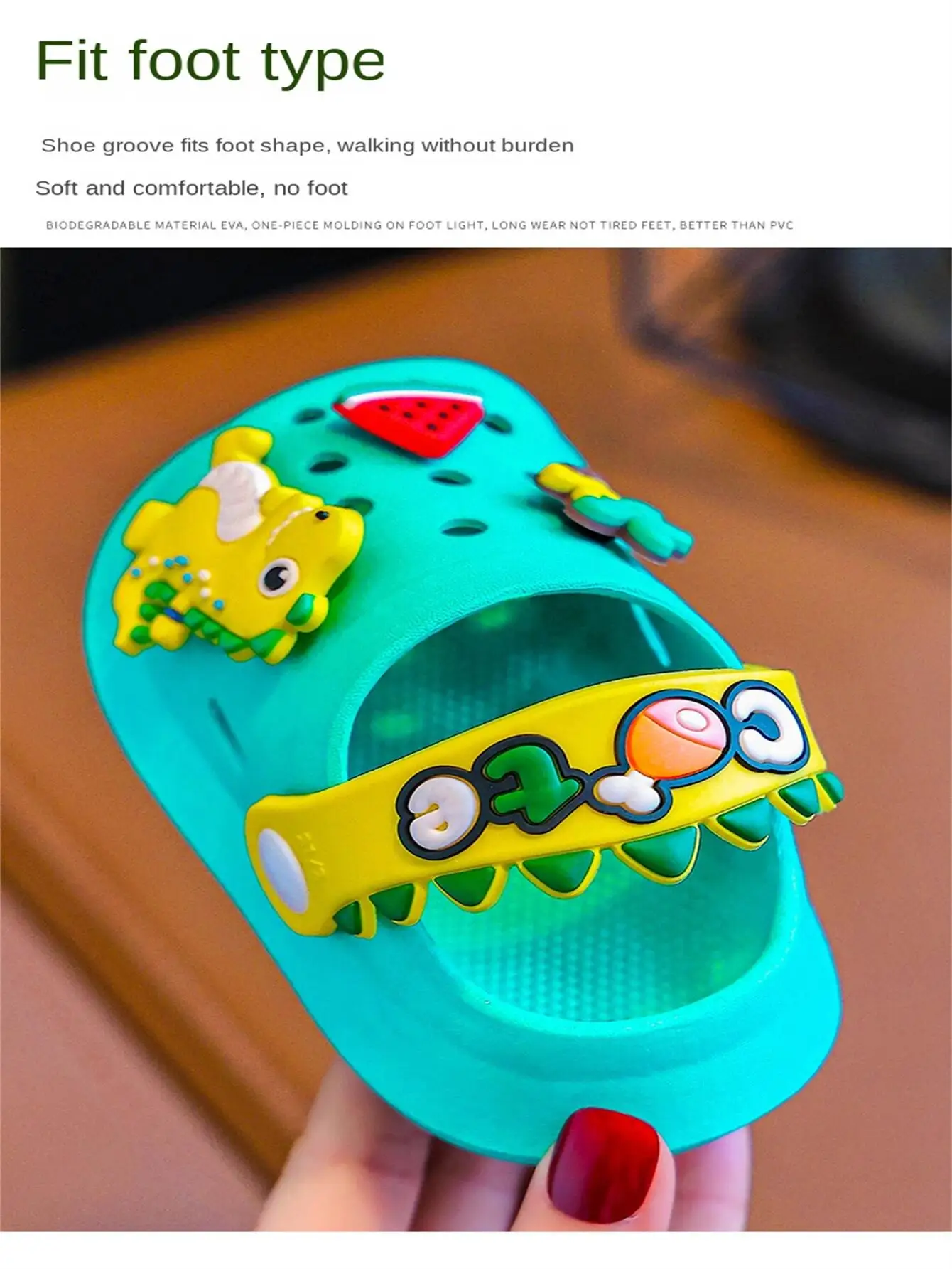 Summer Childrens Slippers Hole Kids Sandals Soft Anti-Skid Cartoon Dinosaur DIY Design Indoor Anti-Slip Boys Girls Beach Shoes beach shoes children sandals kids shoes kids sandals