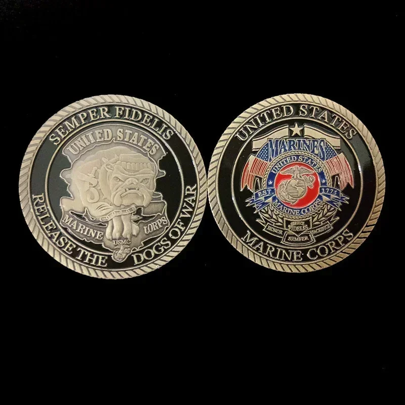 Art  Craft Decor  Collectible  Plated  US Marine Corps Coin  Gift  Collection  Commemorative  Non currency Dogs of War