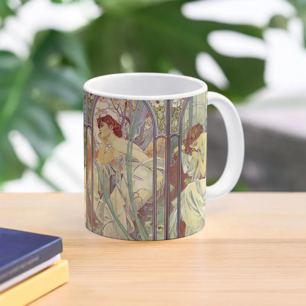 

Alphonse Mucha - The times of the day (1899) SeriesCoffee Mug Breakfast Mug Glass Cups Beautiful Tea Mugs