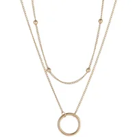 New Trend Stainless Steel Double Layer Bead Annulation Pendant Necklace For Women Stacked Choker Party Gift Fashion Jewelry - Image 6