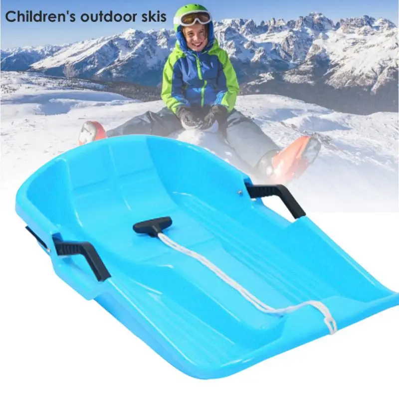 Downhill Sprinter Plastic Snow Sled Toboggan Snow Sled 2Handles Kid Grass Toboggan Sand Slider Luge for Winter Sport