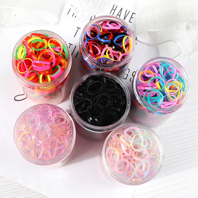 1000/box Kids Disposable Transparent Hair Tie Girls Elastic Rubber Bands  For Bracelets Baby Colorful Hair Rope accessories - AliExpress