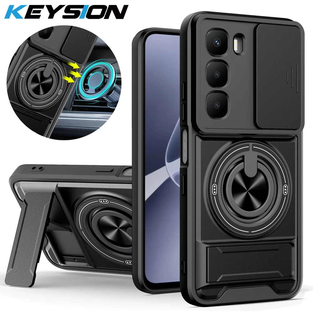 Magnetic Phone Case with Slide Camera Protection and Upright Kickstand - Shockproof Cover