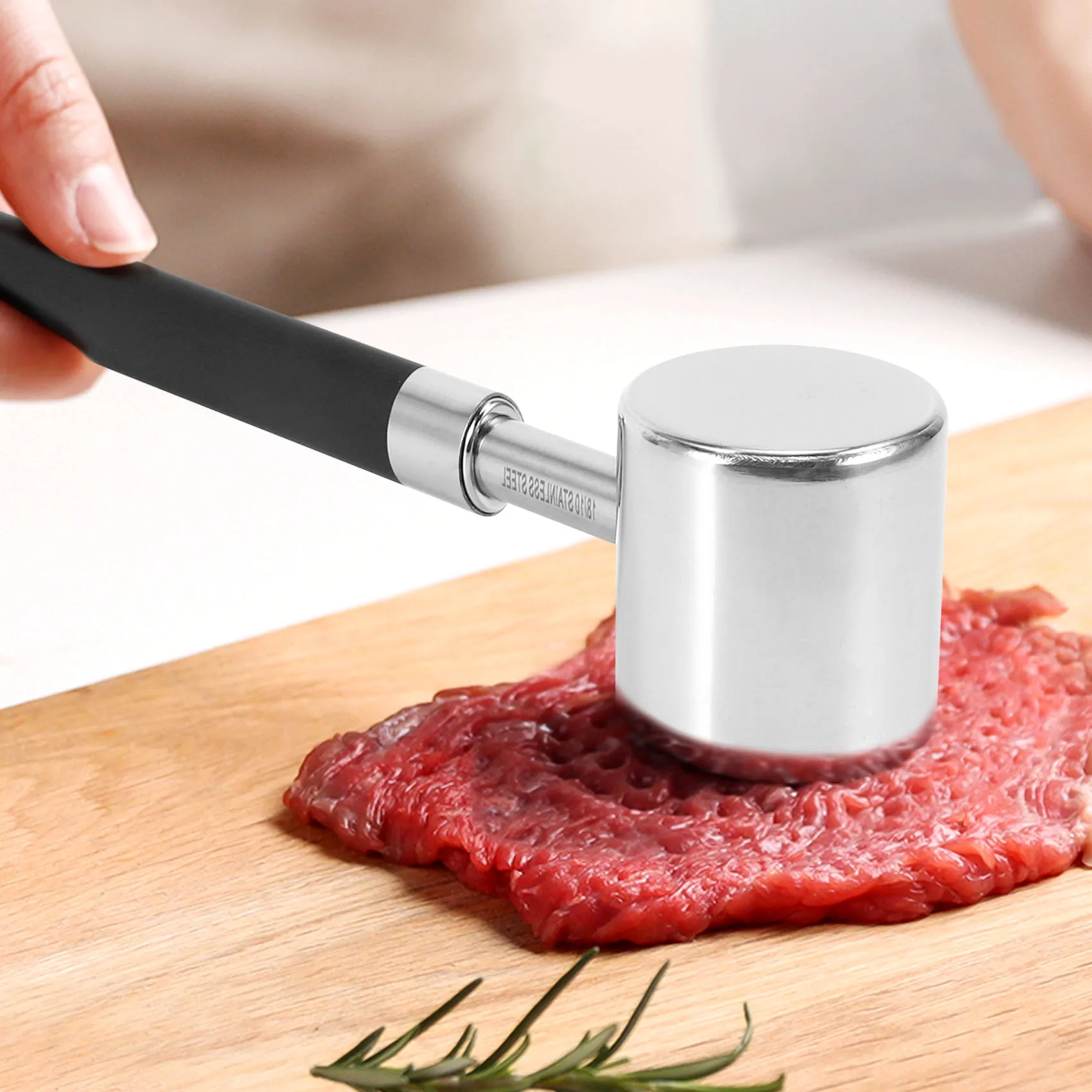 Meat Tenderizer Mallet Hammer-Stainless Steel-Dual-Sided Tool for Tenderizing, Dishwasher Safe