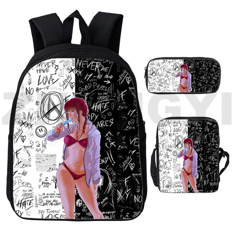 

3 In 1 High Quality Chainsaw Man デンジ School Backpack Anime Handbag Fashion Canvas School Bags for Girls Japanese Kawaii Backpack