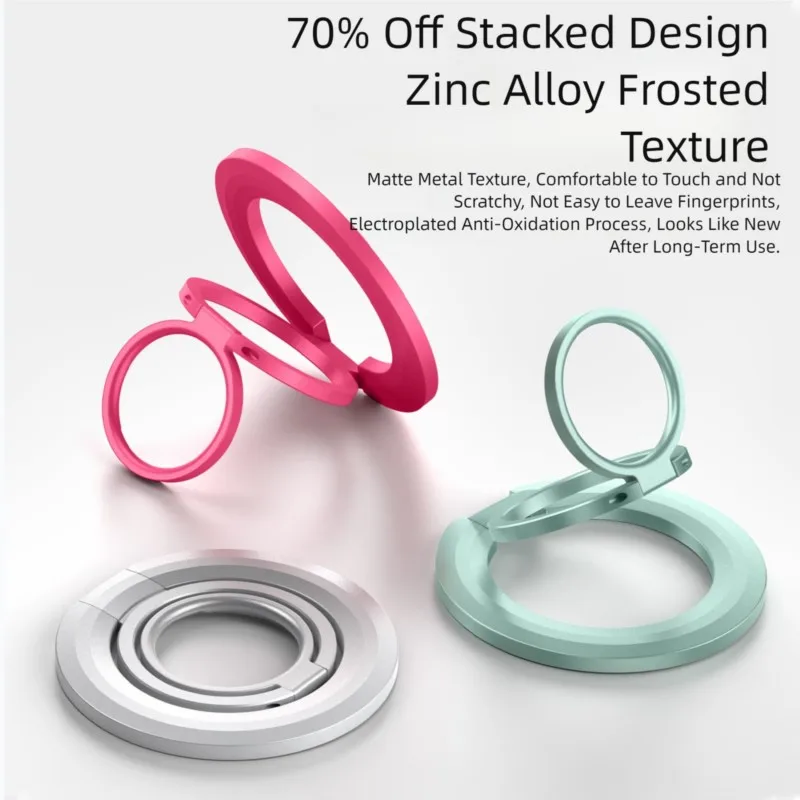 for IPhone Foldable Magnet Phone Stand Grip Mount Accessories For MagSafe Phone Metal Magnetic Tri-fold Finger Ring Holder