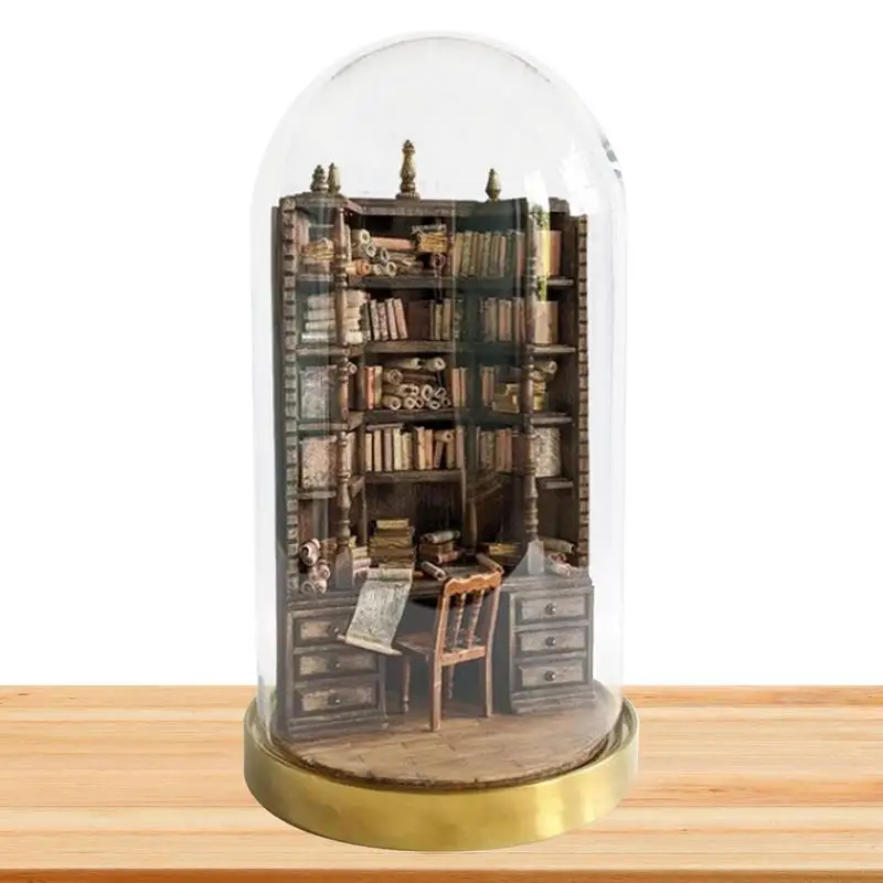 

The Bay Library Miniature Gothic Bookshelf Bookshelf Insert Decor Miniature Wooden Bookshelf With Mini Books Creative Miniature