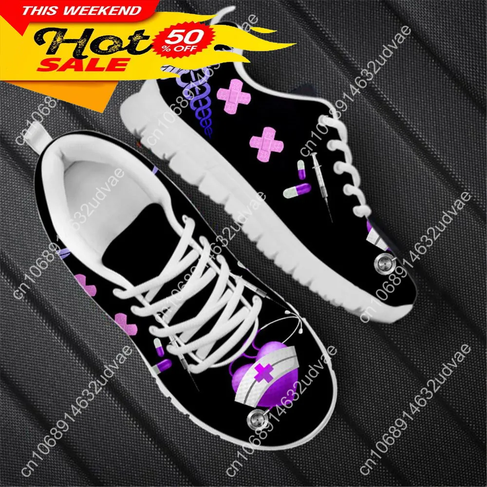 Fashion Paramedic EMT EMS Pattern Flat Shoes For Women Autumn Spring Soft Sneakers Lightweight Outdoor Sport Shoes