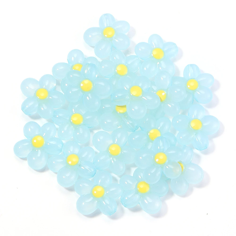 20 Stück 20,5 x 21 mm Blumen-Acrylperlen, bunte fünf Blütenblätter, lose Perlen für Schmuckherstellung, DIY-Armband, Ohrringe, Schlüsselanhänger – Detail 10