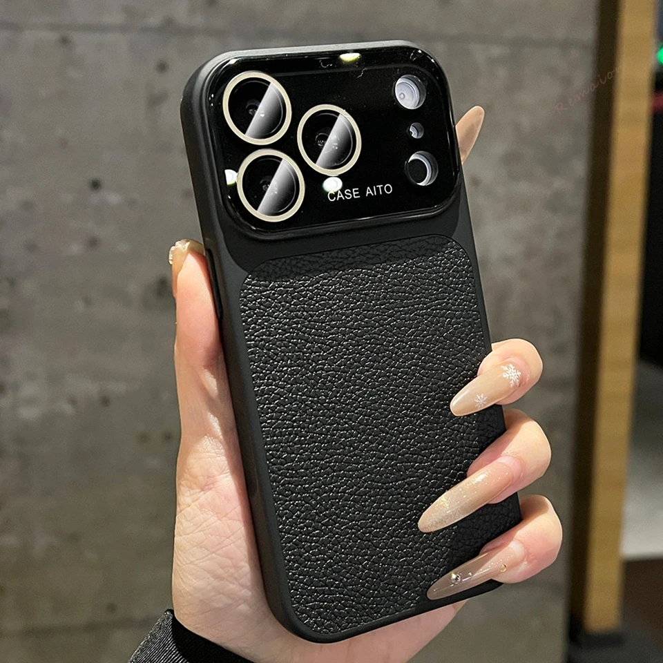 Leather Phone Case with Big Window & Shockproof Camera Protector Cover