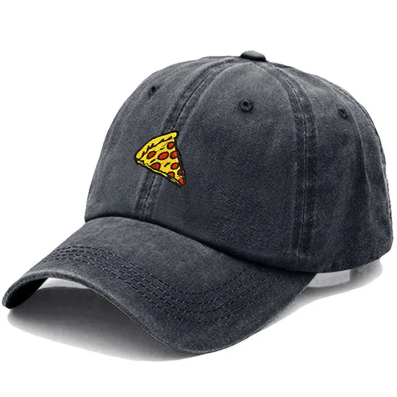 Pizza Embroidered Baseball Caps for Men Women Retro Soft Washed Cotton Dad Hat Snapback Cap Wholesale Dropshipping 3