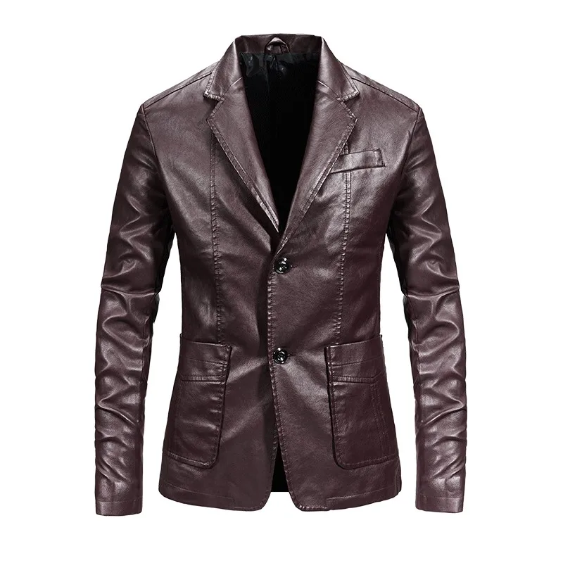 

Nice Brand clothing Streetwear Casual Blazer Jackets Male OuterwearMen Leather Suit Jacket Men Slim Fit Short Coat Spring Autumn