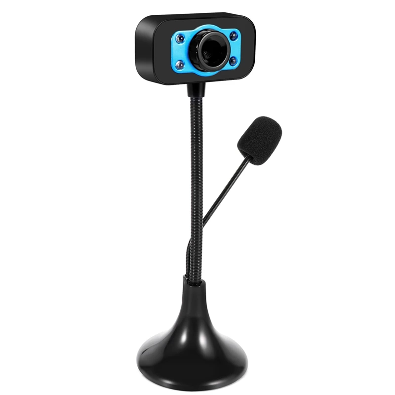 웹 카메라 USB 고화질 웹캠 4 LED 웹캠(마이크 포함) Skype 컴퓨터 PC 노트북용 데스크탑-ABFB