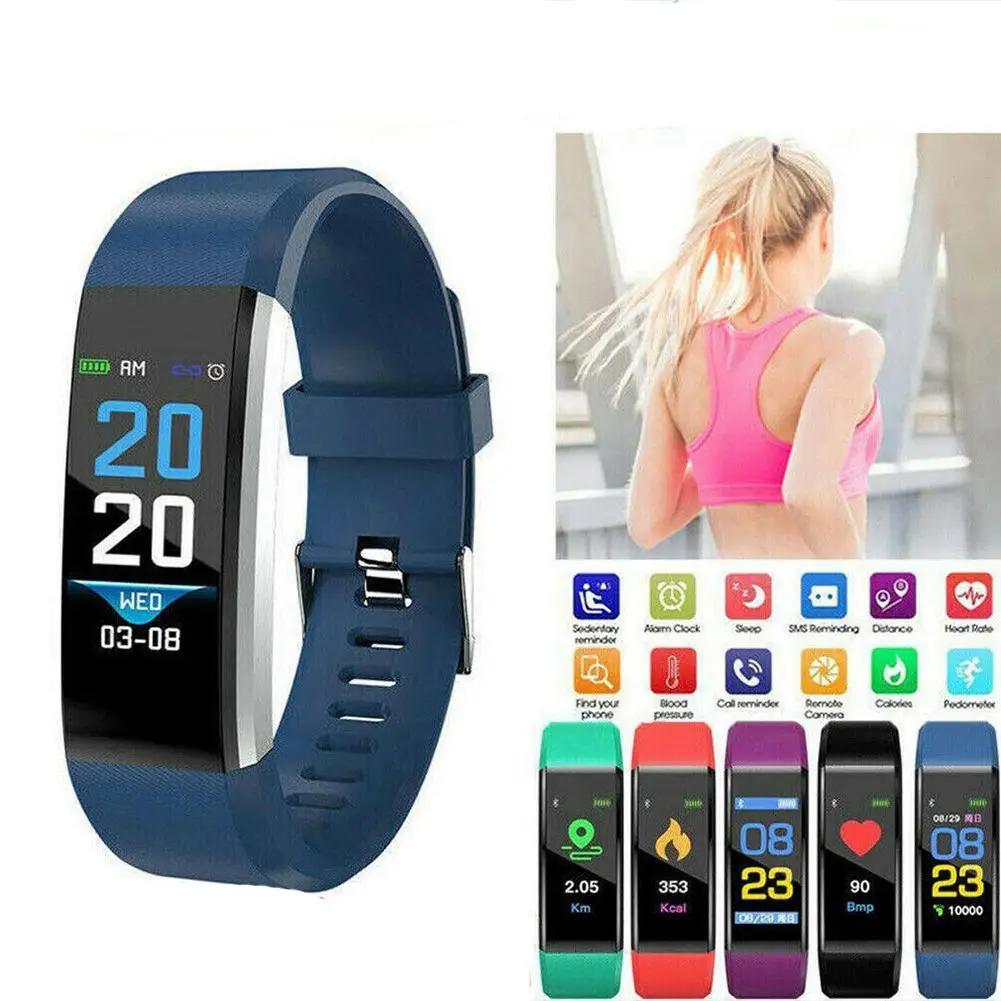 HD Color Screen 115plus Smart Band Heart Rate Health Watch Waterproof Sports Bracelet