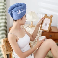 Magic Microfiber Shower Cap Embroidery Towel Bath Hats Dry Hair Cap Quick Drying Soft for Lady Turban Head 2