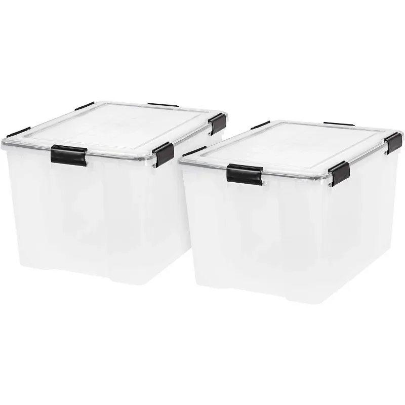 

USA 2Pack 74qt WEATHERPRO Airtight Plastic Storage Bin with Lid and Seal and Secure Latching Buckles