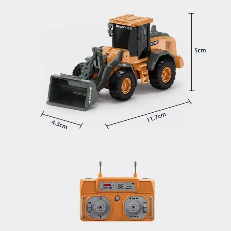 Mini Bulldozer RC 1/64 - Véhicule de Construction Télécommandé