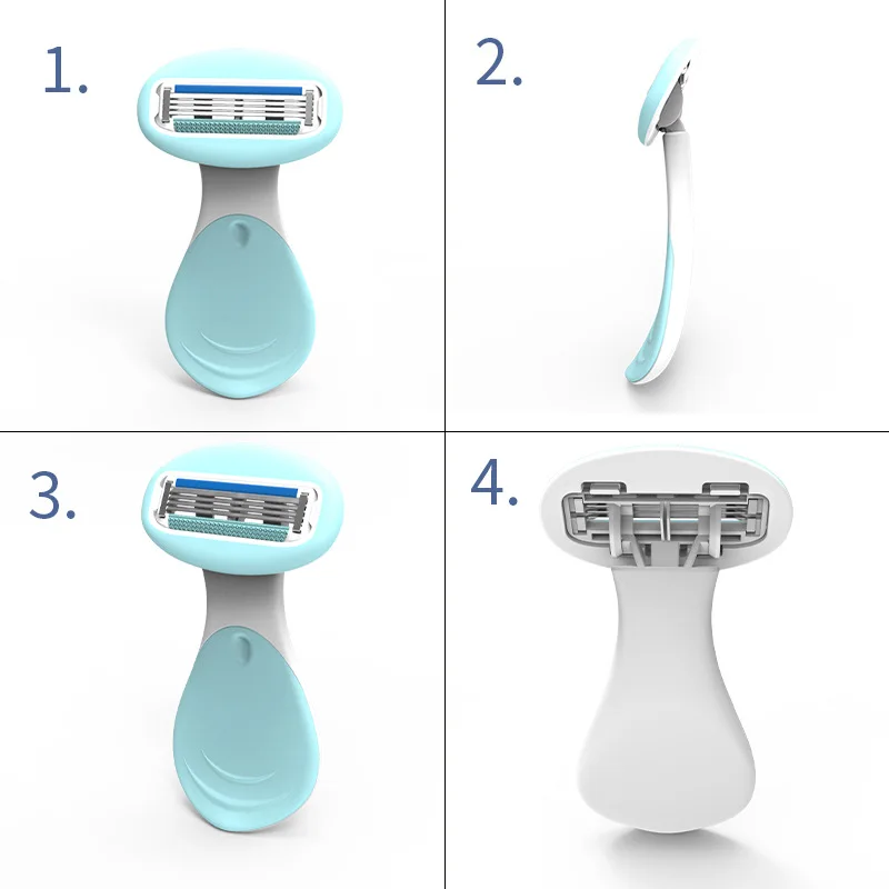 Portable Women's Safety 4-Blades Shaving Razor Female Body Face Bikini Underarm Hair Removal Manual Shaver Tool With Travel Box 5
