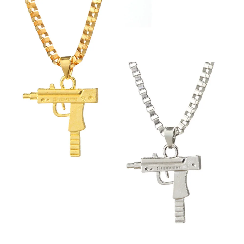 Nachtclub Bar Party Zubehör Gothic Männlich Punk Hip hop Kette Schmuck Neue Trendy Uzi Gun Geformt Anhänger Halskette Für Frauen Männer ﻿
