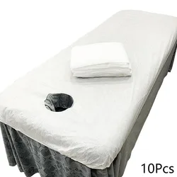 10-Pack Disposable Non-Woven Spa & Salon Bed Covers - Soft, Breathable, Elastic Sheets (White)