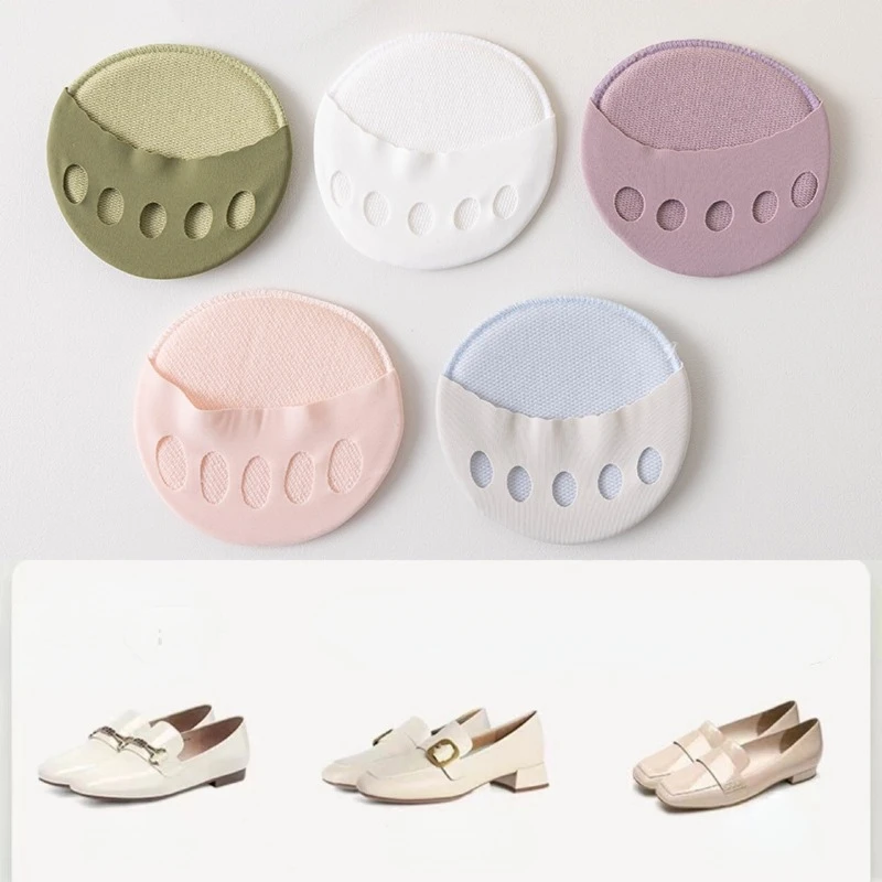 3 Pairs Women 3D Five Finger Socks Female Ice Silk Thin Summer Toe Socks Soft Forefoot Pad High Heels Solid Colored Bare