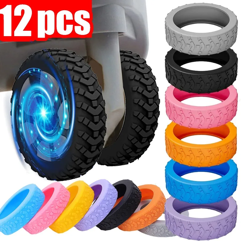 

Rolling Luggage Wheel Protecter 1/12Pcs Silicone Travel Rolling Suitcase Reduce Noise Wheel Castor Trolley Sleeve Accessories