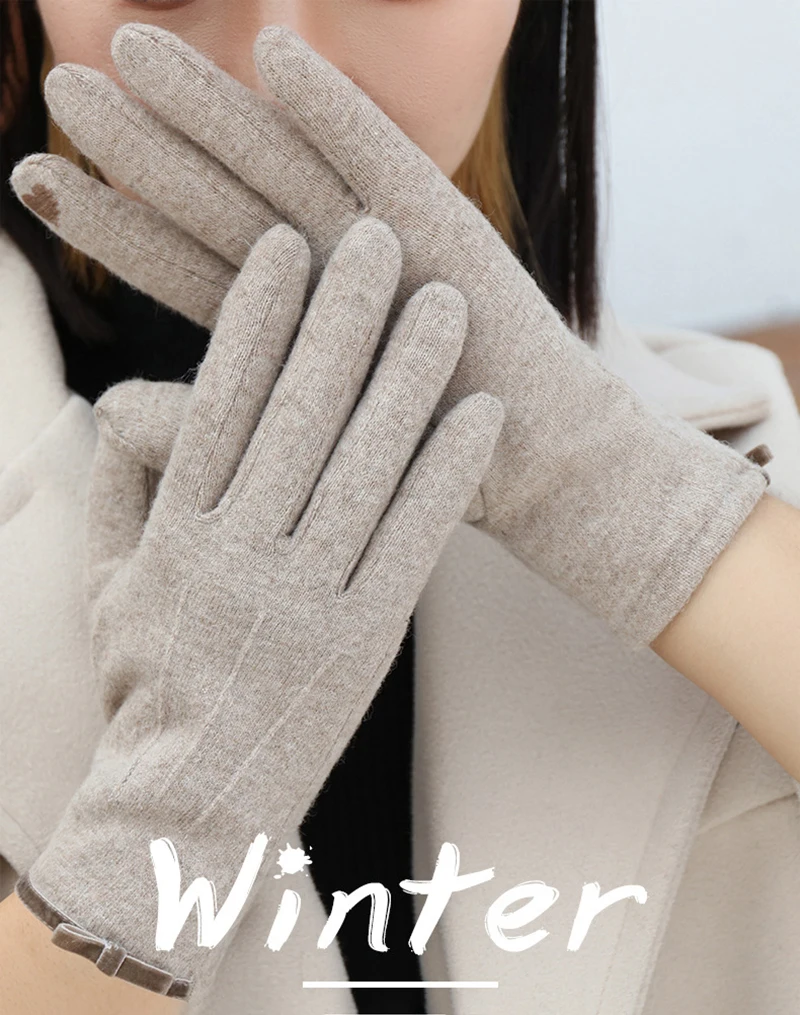 

New Winter Women Keep Warm Touch Screen Elegant Simple Cashmere Gloves High Quality Elasticity Thickened Soft Cashmere Gloves