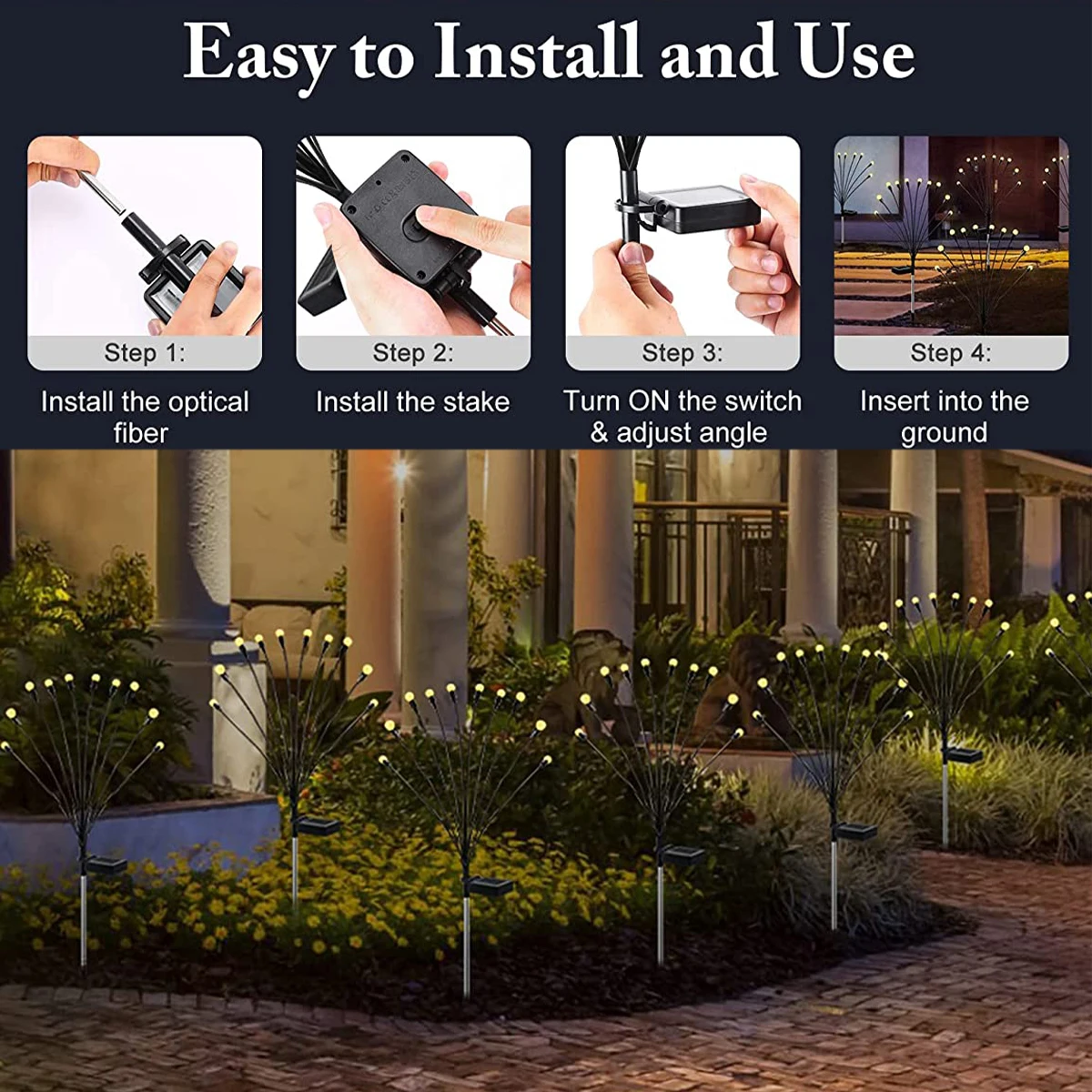 Description Picture 6 of itemOutdoor LED Solar Lights Waterproof Starburst Solar Firefly Lights Lawn Lamp Garden Lamp for Path Landscape Christmas Decorative