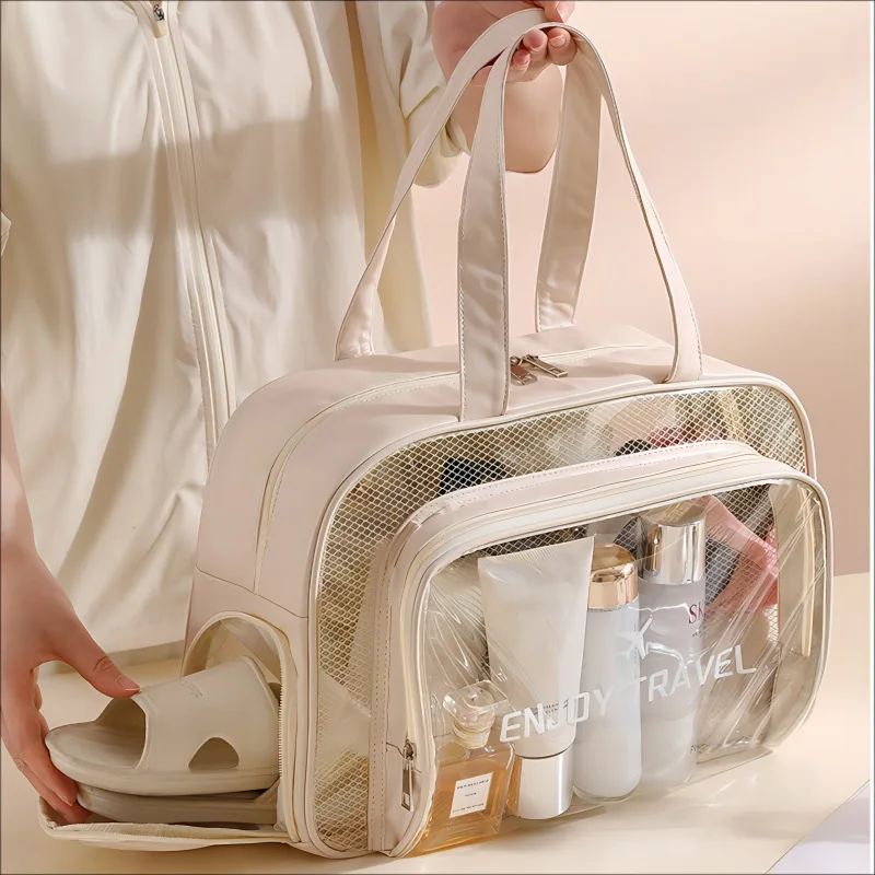 Waterproof Cosmetic Bag Portable Portable Cosmetic Storage Bag Large Capacity Pu Transparent Wash Bag Travel Storage Bag 2