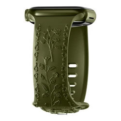 Floral Engraved Bracelet Strap - 44 45 46 49 mm (Olive)