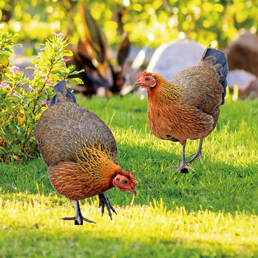 

2 Pcs Decorative Garden Inserts Hen Chicken Acrylic Stake Decorations Outdoor Courtyard Ornaments for Sign