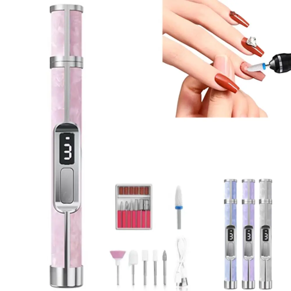 Low Noise Electric Nail Drill Multiple Gears 4 Gears Adjustable Nails Sander File Set Rechargeable Nail Polishing Machine