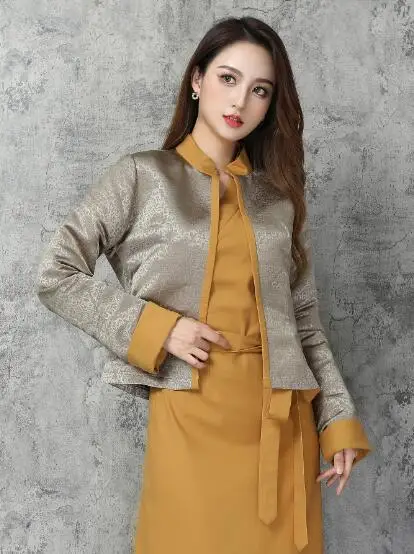 Chinese Traditional Suit Tibetan Women's Gown Suit National Style
