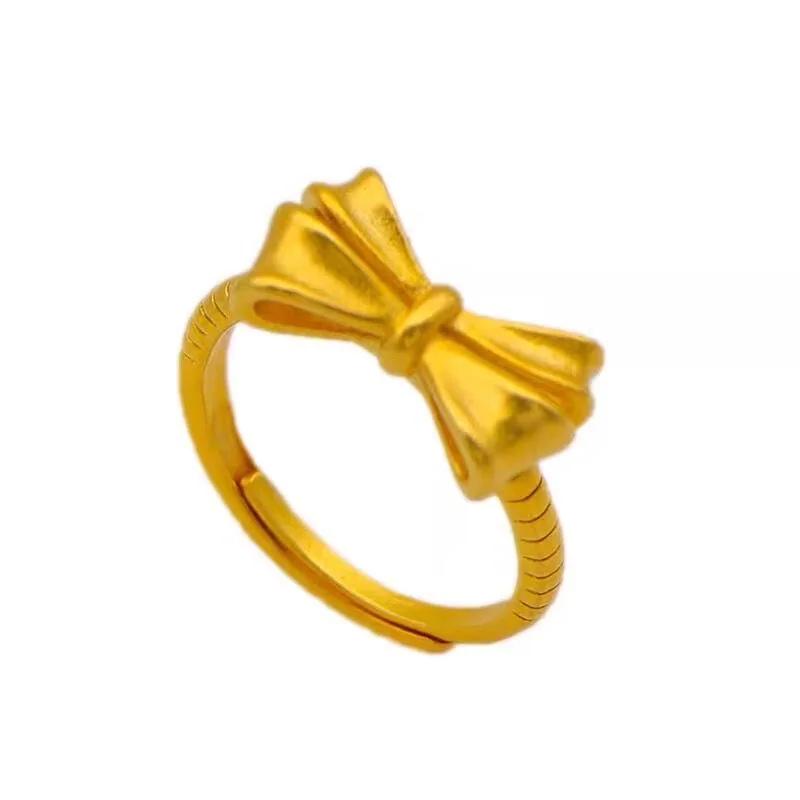 Bow-knot Rings Yellow Gold Filled Lovely Sweet Girls Finger Ring Adjustable