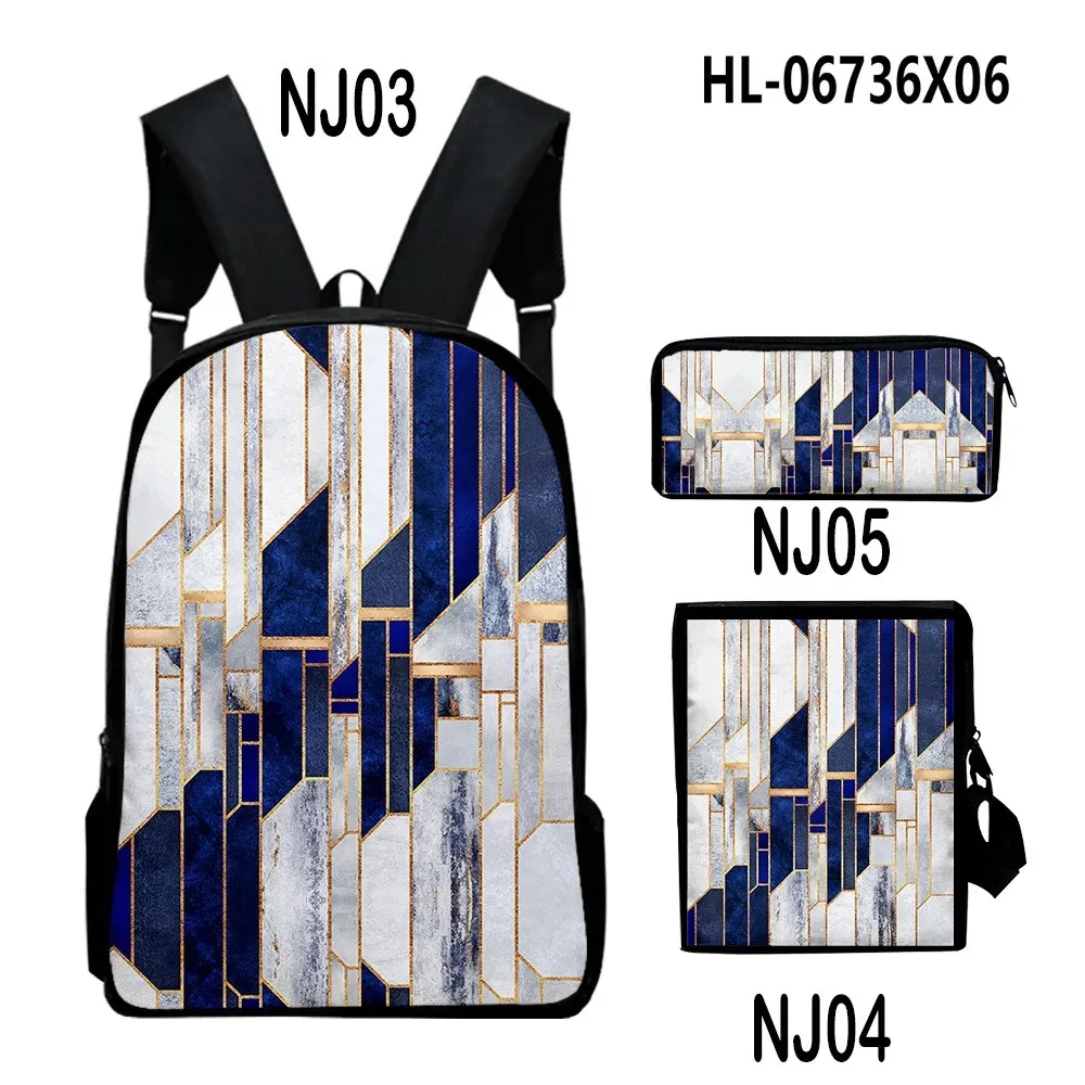 3D Flowing Gold Art Print School Backpacks, Laptop Backpack, Backpack, Tilt Shoulder Bag, Pencil Case, Harajuku, Popular, 3pcs