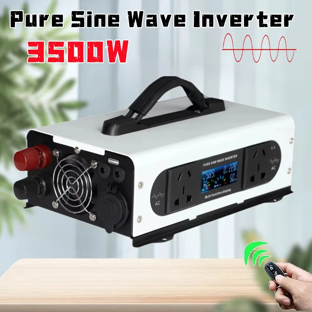 อินเวอร์เตอร์เพียวไซน์เวฟ1500W 3500W USB DC12V 24V 48V 60V เป็น AC 220V 230V แบบพกพาพลังงานแสงอาทิตย์อินเวอร์เตอร์แบตสำรอง 1