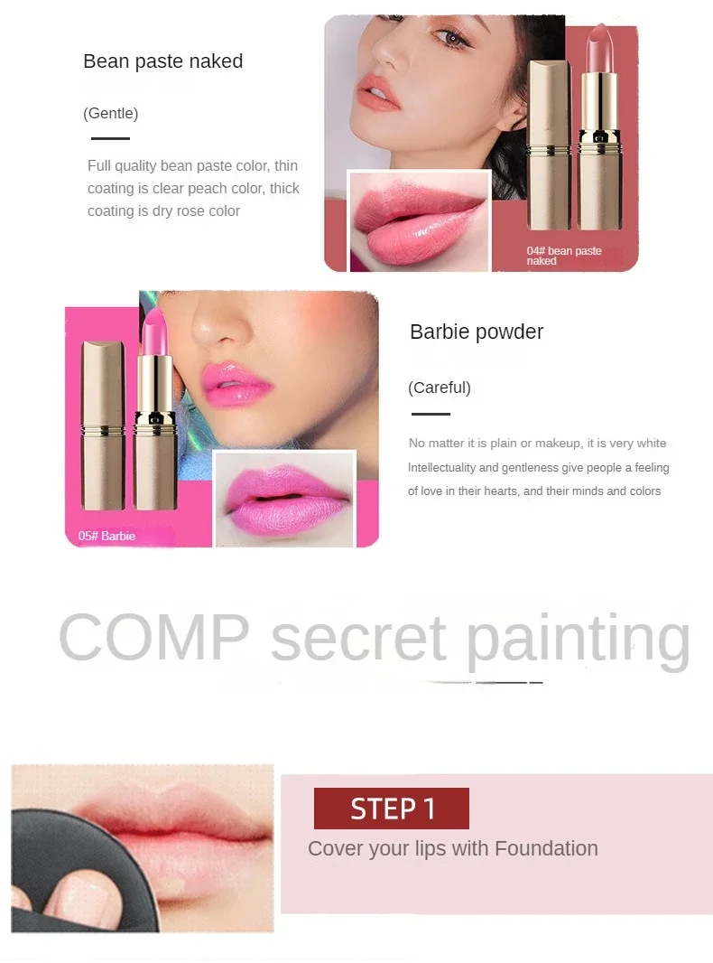 Description Picture 5 of itemPink Lipstick Waterproof Long Lasting Red Lipsticks Resistant Rose Lip Stick Velvet Lipstic Cosmetic Girl Women Makeup