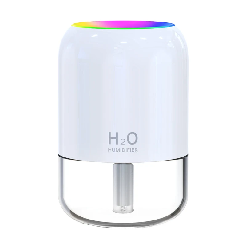 Compact USB Mini Air Humidifier with Colorful Atmosphere Light - Quiet Moisturizing for Home, Office, or Bedroom
