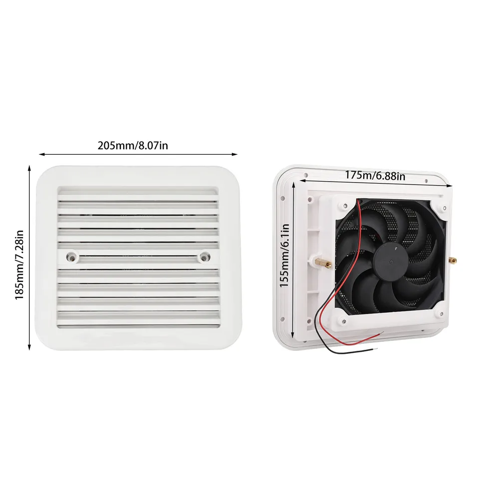 Fydun Zij-ventilatie Ventilatie Afzuigventilator 12V 25W Sterke Uitlaat voor Keuken/badkamer/slaapkamer/kantoor voor RV Caravan Camper Trailer Boot Marine Yacht