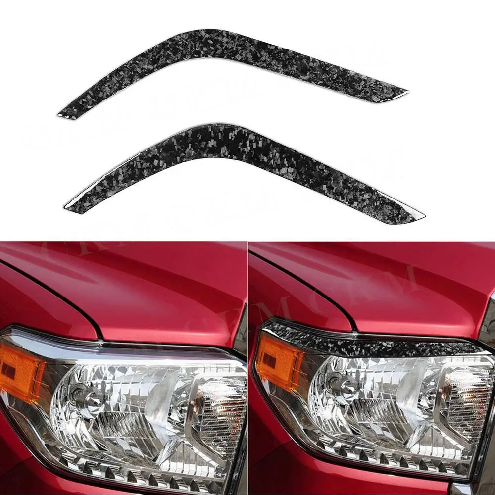 

Forged Carbon Fiber Front Bumper Eyebrow Stickers for Toyota Tundra 2014 2015 2016 2017 2018 Headlight Covers Decoration