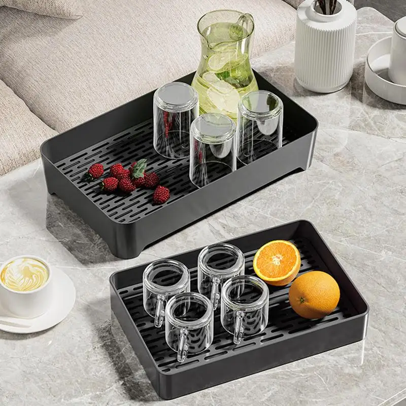 

Tea Tray Drain Tray With Double Layer Storage Holder Household Tea Board Chinese Tea Storage Tray For Water Cup Frit Teacup
