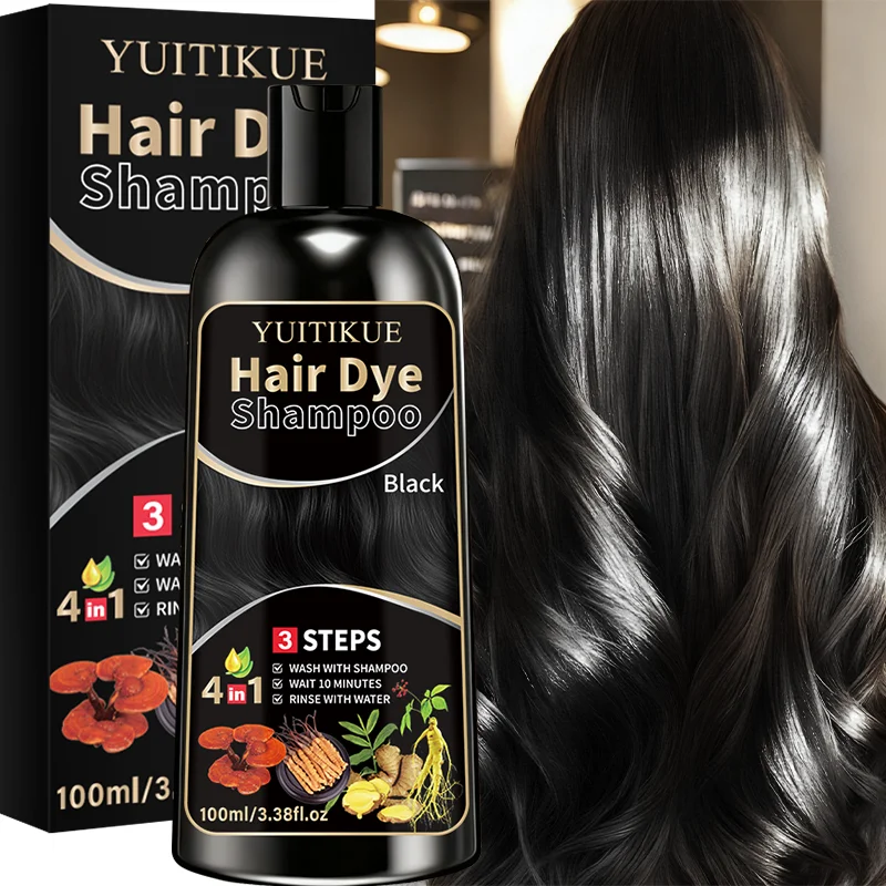 YUITIKUE Shampooing colorant noir pour cheveux - Sans ammoniaque, formule douce pour couvrir les cheveux gris, soin capillaire à base de plantes, 100 ml 1 YUITIKUE Shampooing colorant noir pour cheveux - Sans ammoniaque, formule douce pour couvrir les cheveux gris, soin capillaire à base de plantes, 100 ml 1